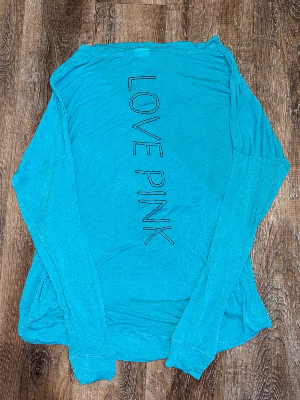 PINK Victoria's Secret Teal Long Sleeve 'LOVE PINK' Top